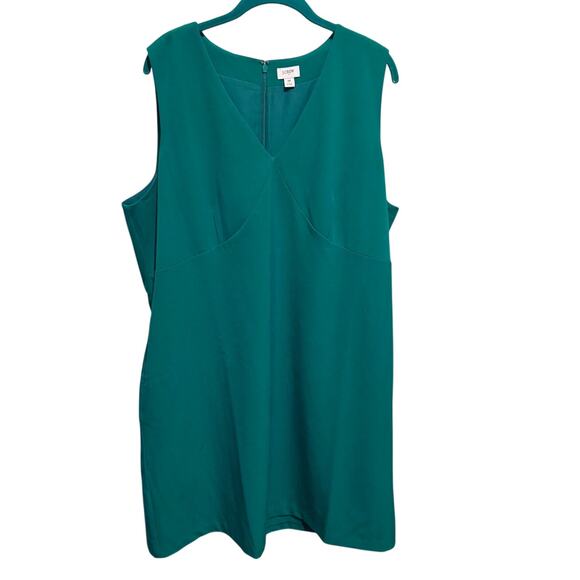 J Crew Green V-Neck Sleeveless Shift Dress With Pockets Plus Size 18 - Picture 1 of 11